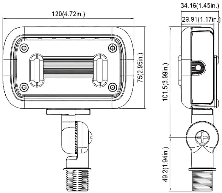 GKOLED 7W Outdoor LED Low Voltage Landscape Lighting Flood Light, 2700K, 550Lumen, 9-15V AC/DC, 1/2 Adjustable Knuckle Mount