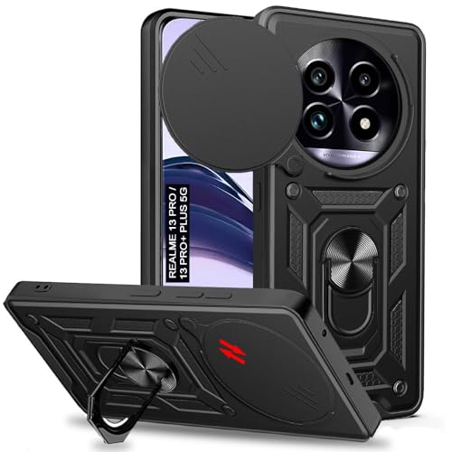 Image of AIBEX Back Cover for Realme 13 Pro 5G / Realme 13 Pro Plus 5G | D10 Tough Armor Case | Sliding Camera Shield | 360 Protection | Kickstand Ring Holder | Military-Grade Shockproof Bumper Case