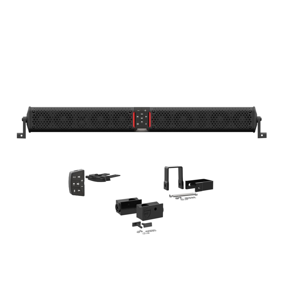 wet sounds STEALTH-XT-12-B Stealth XT 12 Speaker All-in-One Amplified Bluetooth Soundbar with Remote – Black with Slider Brackets and 1.25