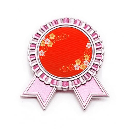 Broche en rouge motif japonais rose en métal pour sublimer vos vestes