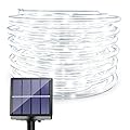 Solar Powered LED Rope Lights - 40FT 8 Modes 100 LED Solar Outdoor Rope String Lights Waterproof Tube Light Copper Wire Fairy Lights for Garden Camping Fence Yard Balcony Wedding Decor (Cool White)