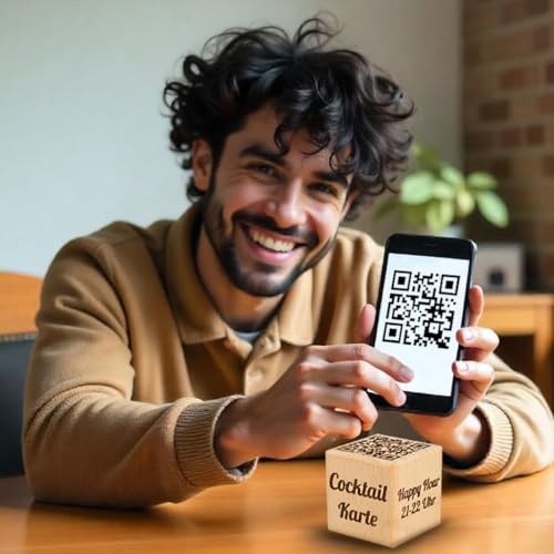 Présentoir de table en bois avec code QR pour menu digital keepdrum - 3