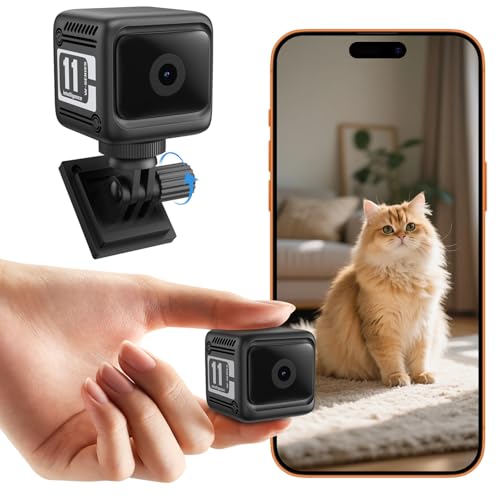4k Mini Spy Camera HD Hidden Cameras with Audio,WiFi Mini Camera Wireless, 1600ma/8H Battery Life Cloud & SD Storage, Real-Time App Alerts, Night Vision & Motion Detection for Indoor, Home,Baby,Pets
