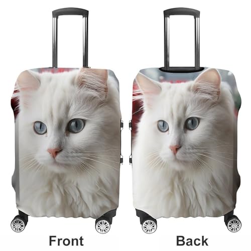 Luggage Covers for Suitcase Travel Luggage Cover Suitcase Protector Cute White Cat Elastic Suitcase Cover Washable Baggage Covers Fit 21-32 Inch Luggage3