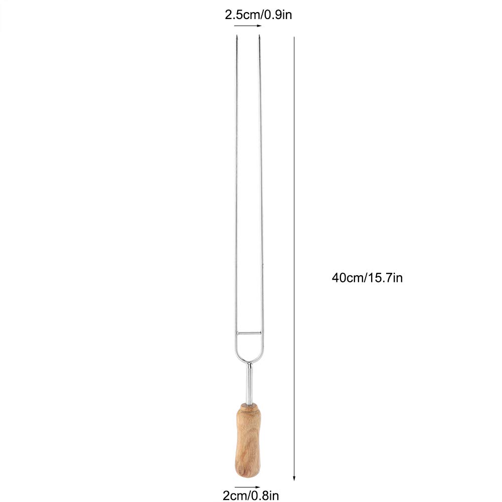 Spiedini per Barbecue a Forma di U, Forchetta in Acciaio Inossidabile Riutilizzabile con Manico in Legno per Arrosti, Kebab e Grigliate all'Aperto, Resistente al Calore, Ideale per Feste e Campeggio
