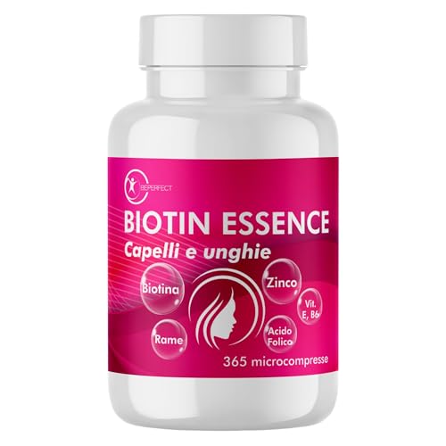 Biotina Capelli con Vitamina B6 Vitamina E e Zinco 365 MicroCpr | Crescita e Anticaduta Capelli Donna Uomo con Vitamine per Unghie e Pelle con Acido Folico
