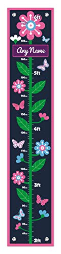Pink Kid Room Decor Custom Name Flower Growth Chart for Kids Measurement Personalized Growth Chart