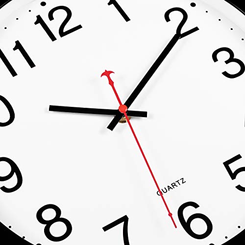 Foxtop Black Wall Clock Silent Non-Ticking 12 Inch Quartz Battery Operated Round Analog Wall Clock For Classroom School Office Living Room Bedroom Home #TOP3