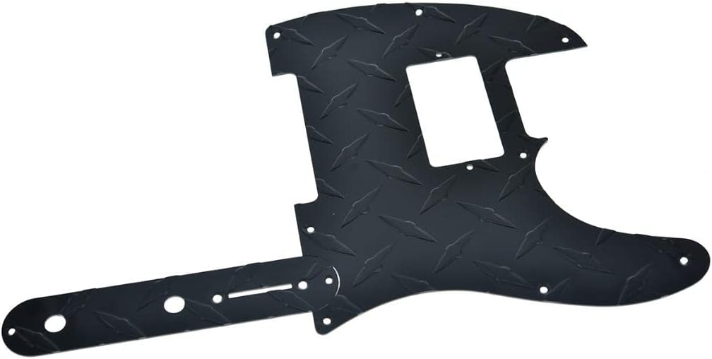 Dopro Metal Diamond Plate 8 Hole Tele Humbucker Pickguard with Diamond Plate Tele Control Plate and Screws for American/Mexican FD Telecaster Black
