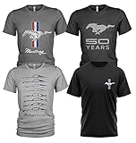 T-Shirt 4er Pack 4er Pack Herren T-Shirt Ford Mustang mit Frontprint und Rundhalsausschnitt (M, Collection 1)