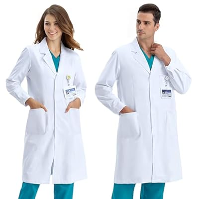 COCREAZY Bata Blanca Laboratorio Algodon Bata Laboratorio Mujer Hombre Disfraz Enfermera Bata Medico Bata de Laboratorio Bata Farmacia Manga Larga Bata Sanitarios Trabajo con Bolsillos Botones, M | Ya disponible en tu tienda friki favorita! En mundofriki.es!