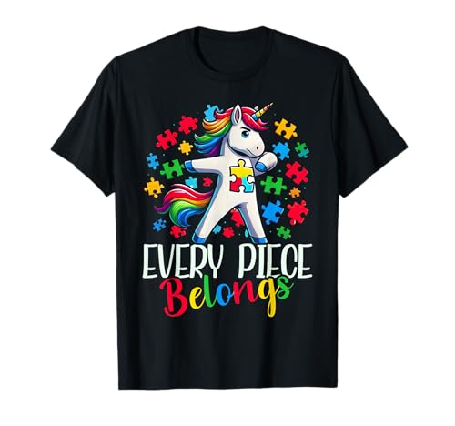 Every Piece Belongs Unicorn Lover Puzzle Consapevolezza dell'autismo Maglietta