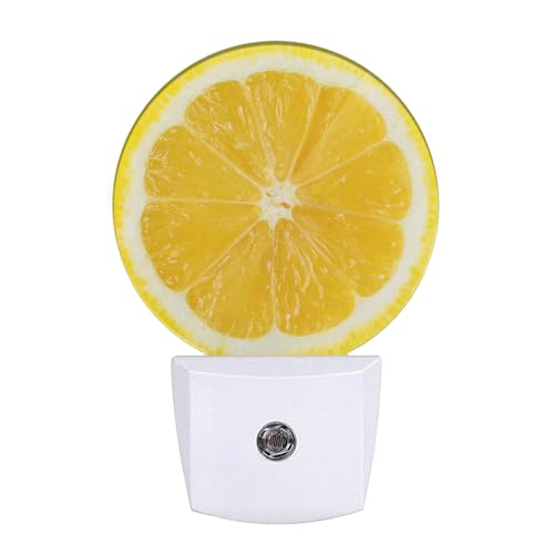 Image of EKOBLA Yellow Lemon Slice Night Light, Funny Night Lights Plug into Wall with Dusk to Dawn Sensor, Cute Fruit Design Plug-in Nightlight for Bedroom Bathroom Hallway