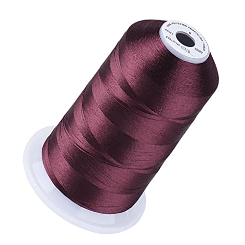 Image of Simthread Embroidery Machine Thread 5000M 40WT Polyester, Merlot S016 | 5000M 40WT polyester thread feeds smoothly for home or commercial embroidery projects.