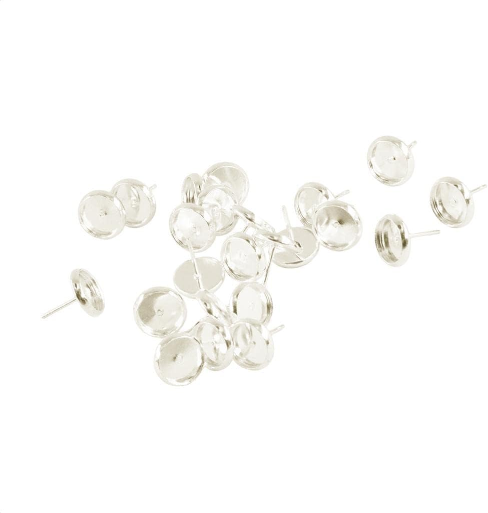Enakshi® 24 Pieces Blank 8mm Earring Tray Cabochon Setting Jewelry DIY Silver White|Crafts | Beads & Jewelry Making | Jewelry Findings | Earring Findings