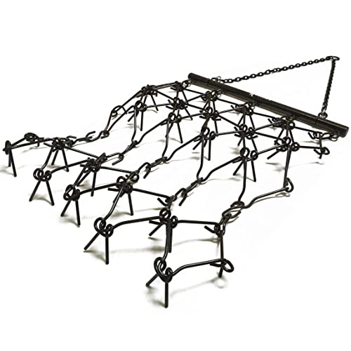 Titan Attachments Heavy Duty Drag Harrow 4 FT x 4 FT Leveling Grading Steel Mesh, 3/8in Tines, Tow Behind Agricultural-Style Drag