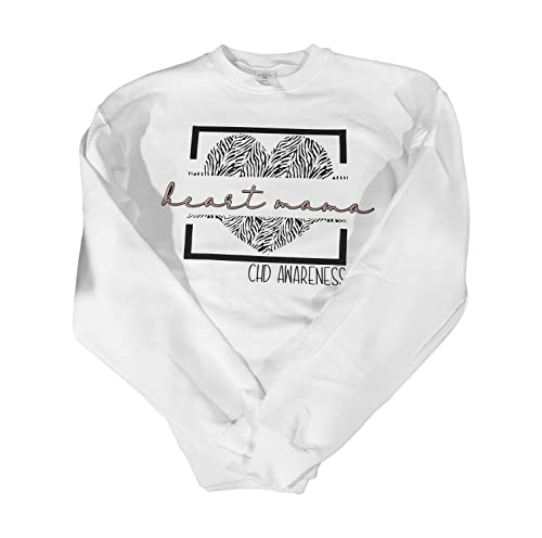 Heart Mama Sweatshirt - Mom of a Heart Warrior Sweatshirt - CHD Awareness Clothes for Women - Adult Unisex Sized - Zebra Print - Sweathshirts for Heart Month - Heart Warrior Gifts by Kikilishop