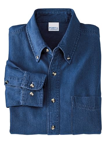 Long Sleeve Value Denim Shirt, Color: Ink, Size: XX-Large4