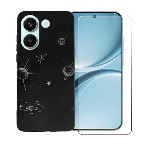 LCEHTOGYE �K�p Poco X8 Pro +�����K���X�X�N���[���v���e�N�^�[�p�P�[�X�A�K�p Poco X8 Pro (6,59")�ƌ݊����̂���u���b�N�\�t�gTPU�V���R���Q���P�[�X�ی�J�o�[ BST14