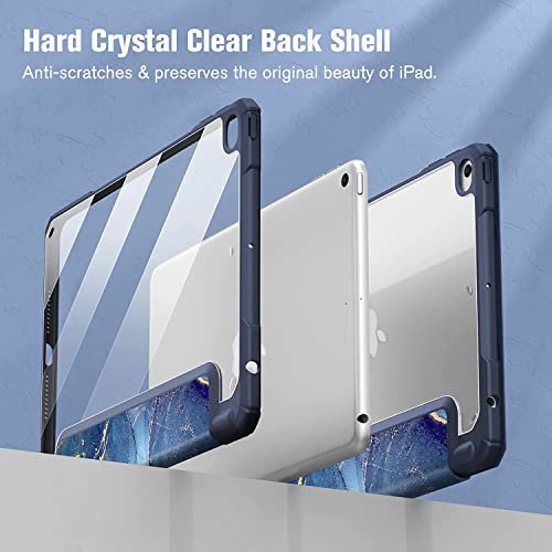 Image of SwooK Hybrid Case for 7.9 inch iPad Mini 5 /4 - Clear Back Shell Flip Cover (Ocean Marble)