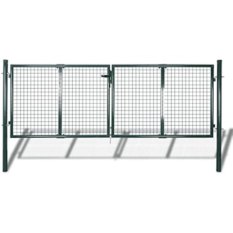 vidaXL Steel Green Garden Fence Gate - Dual Entryway Cover