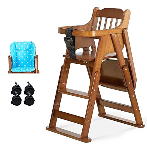 Wooden Highchair for Baby/Toddler Dining, Adjustable heigth Children’s Dining Chair, 6 Months-130lbs (Color : Dark Coffee Color)