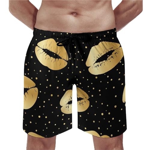 Swim trunk avec poches shorts de bain homme lèvres d'or maillot de bain S