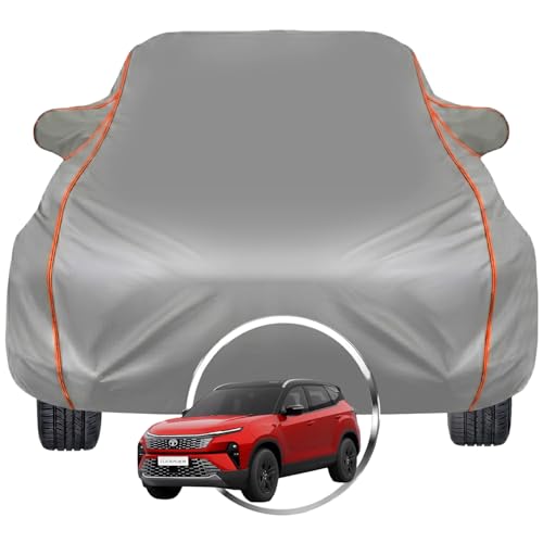Image of Pivalo Car Cover for Tata Harrier - Fits All Model & Year | 100% Waterproof All-Weather UV & Paint Protection | Premium 3-Layer Fabric | Triple Stitched with Reflective Piping (Grey)