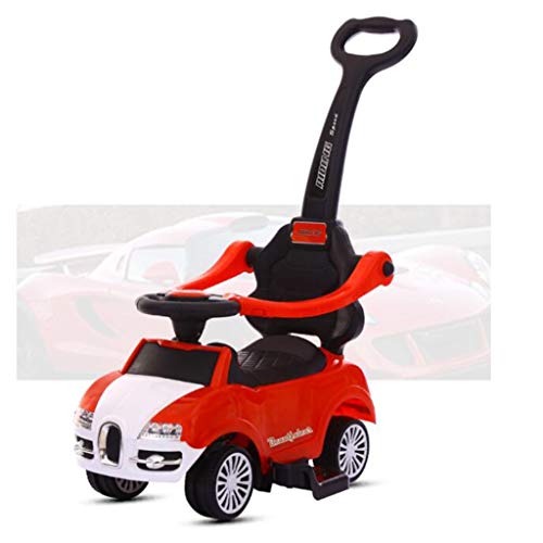 ZCAYIN 3-in-1 baby stroller, Multi-functional walker baby walker, Suitable for children, with handles, storage, armrests, music, Suitable for indoor and outdoor use (Color : Red, Size : No parasol)