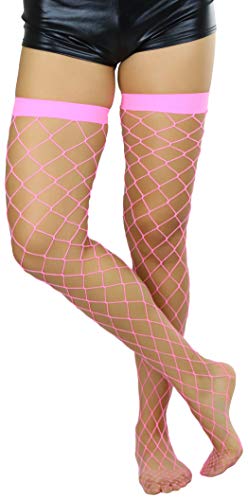 Image of ToBeInStyle Women's Vibrant Large Net Fishnet Thigh High Elastic Nylon Novelty Stockings
