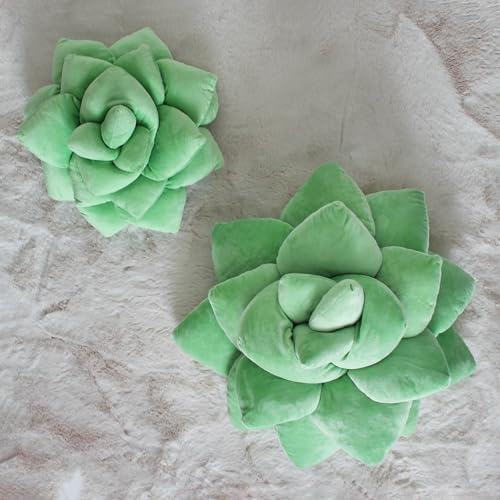 Image of Green Philosophy Co. Succulent Pillow 20 inch - Soft 3D Decorative Flower Throw Pillow, Unique Sage Green Plush Flower Cushion, Perfect for Couch, Sofa, Bedroom Decor, Gift for Plant Lovers