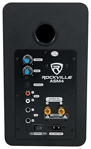 Rockville Pair Asm4 4" Pro Studio Monitor Computer Speakers W/Bluetooth+Optical, Black #TOP7