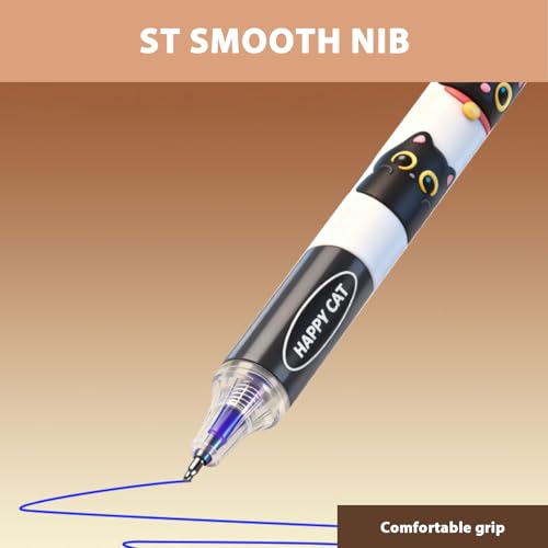 6 bolígrafos borrables de gel azul 0.5mm con diseño de gato miniatura 2