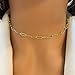 Thick 14K Gold Link Choker Necklace - Gold Filled Rectangle Chain Necklaces for Women