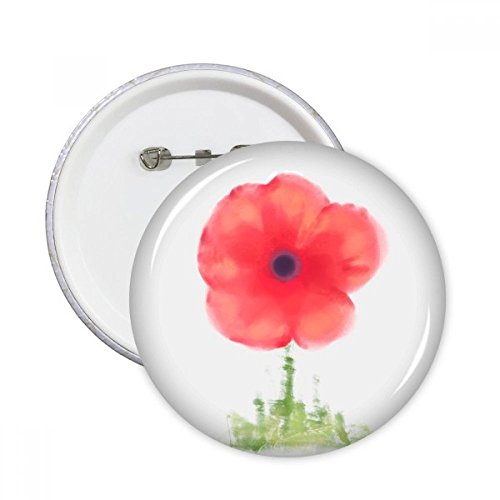 Fleur rouge pavot art aquarelle pour raviver un vêtement terne badge rond XL
