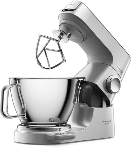 Kenwood KVL85.704SI Titanium Chef Baker XL Robot pâtissier avec bols de 5L et 7L, fouets, mixeur, robot multifonction, hachoir et mini hachoir