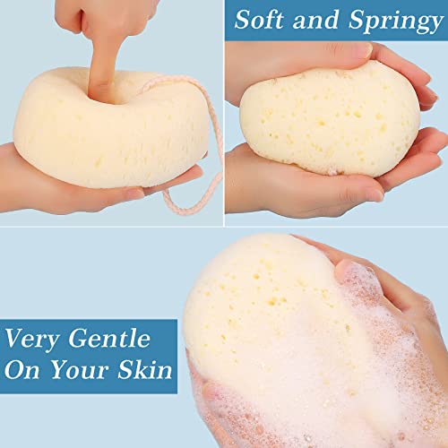 KECUCO 3 Pcs Bath Sponge for Women, Men, Teenager, Body Wash Sponges Loofah Body Scrubber, 3 Colors & Large Size Shower Pouf Cleaning Loofahs for Shower Exfoliating