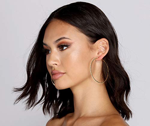 Nlcac 14K Gold Plated Big Hoop Earrings-3 Pairs Gold Hoops Crystal Rhinestone Hoop Earrings Set 50Mm 60Mm 70Mm (Gold) #TOP2