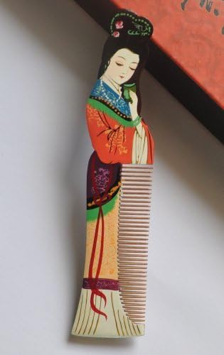 Wood Comb, Beautiful Fashion Stylish Multi Color Beauty (Name" Gui Fei") Hand Craft, Master Hand Painted Boxwood Hair Comb, or Home Decoration and Artist Collection (" Palace Comb")