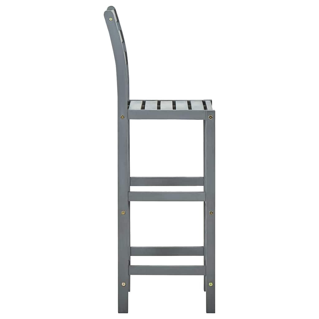 Taburetes de bar 4pcs Madera maciza Acacia Gris con Respaldo