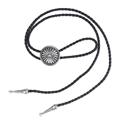 Bonarty Bolo Tie Bolo Tipos Slide Cordão de Couro Colar Dance Rodeo Cool Prata