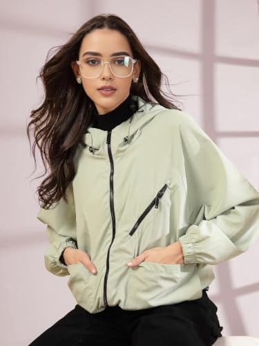 Image of CHKOKKO Sunscreen Jacket for Women Hooded Zipper Sports Jacket | UV Protection | Sun Protective | Lightweight Water Resistant | Riding Biker | Outdoor Travel Gym Running