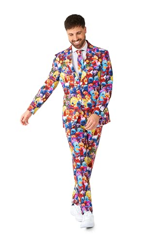 Opposuits Men's Sesame Street Suit - Official Suit - Slim Fit - Including Blazer, Pants and Tie - Multicolor