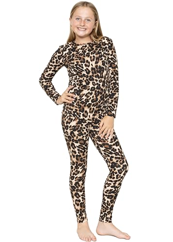 Image of STRETCH IS COMFORT Girls 2 Piece Hoodie Short Sleeve Long Sleeve Crew Neck Top and Leggings Set Kids Thermals Underwear Set
