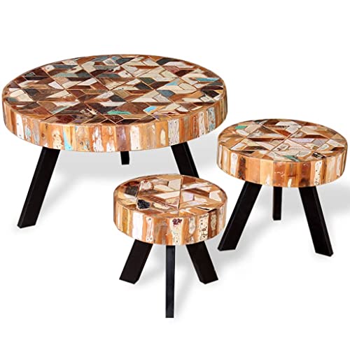 Table d'appoint en bois massif robuste et fer au design industriel