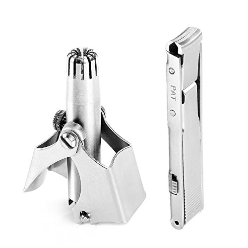 KEEPO Nose Ear Hair Trimmer, Portable Manual Stainless Steel Remover, With A Fingernail Clipper, Earpick And Cleaning Brush