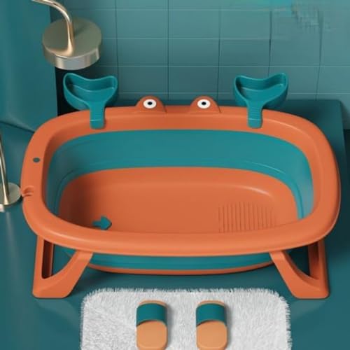 ペット用バスタ折りたたみたらい 小型犬 ペット用バスタブ 折畳み 犬バスグッズ 猫犬お風呂用 洗い桶 浴槽 ソフトタブ 排水プラグが付く持ち運び 内外に適用 多機能 排水穴付 安全素材 (レッド)