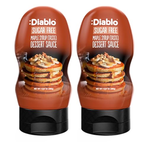 Diablo Sugar Free Dessert Sauce - Gluten-Free Syrup, Drizzle Sweetener, Keto Friendly Flavoring Topping, Perfect for Gifting, No Added Sugar - Maple Syrup, 390g, 13.67oz - 2 Pack