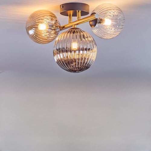 Plafonnier Chehalis boule lumineuse or noir 3 lumières luminaire de plafond salon chambre