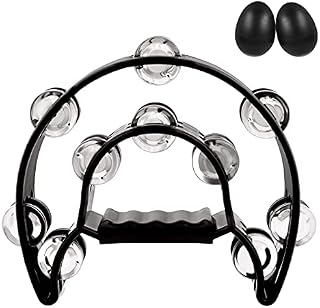 EastRock Tambourine Half Moon Tambourines for Adults with 16 Jingle in White